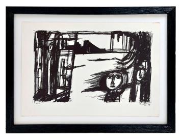 Grote linosnede door Leuvense kunstenaar Theo Humblet