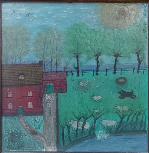 Naïef schilderij van de Belgische kunstenaar Maurits Huysman