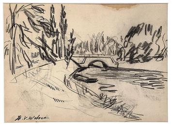 Houtskooltekening  getekend door Henri Victor Wolvens