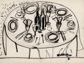 Werkje op papier van de Belgische tekenaar Wolvens