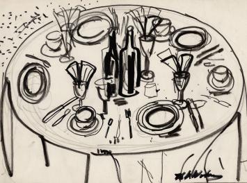 De gedekte tafel voor 4 personen