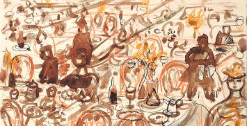 Werkje op papier van de Belgische kunstenaar Wolvens