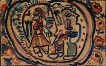Willem van Hecke met een expressief kunstwerk