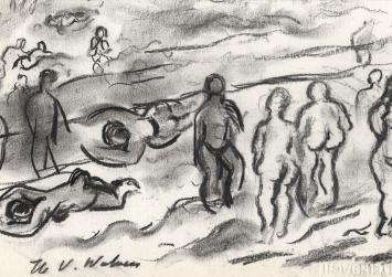 Mensen aan zee door Henri Victor Wolvens