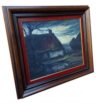 Boerderij aan het ven bij valavond – Oil on canvas – Ignace Kennis
