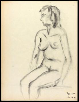 Tekening van Irénée Duriez, naakte dame