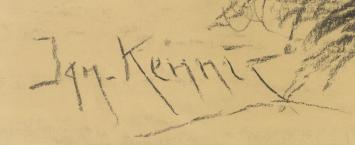 De Mechelse kunstenaar Ignace Kennis met een gesigneerde tekening