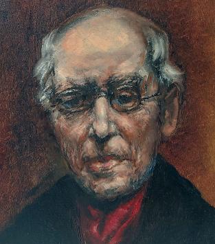 De Mechelse kunstenaar Ignace Kennis met een gesigneerd schilderij