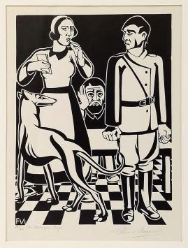 Gesigneerde houtsnede van Frans Van Immerseel