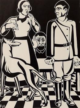 Kunstenaar Frans Van Immerseel met een werkje op papier