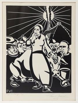 Gesigneerde houtsnede van Frans Van Immerseel