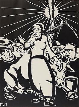 Kunstenaar Frans Van Immerseel met een werkje op papier