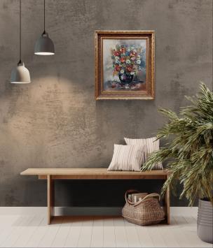 Stilleven met bloemen in donkere bolvaas