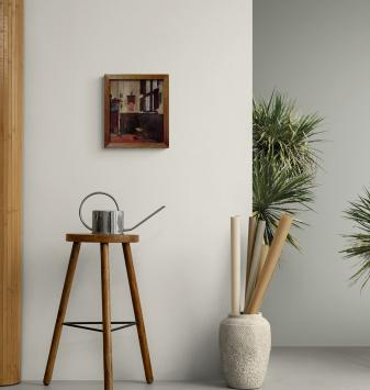 Interieur met stoel en spinnenwiel