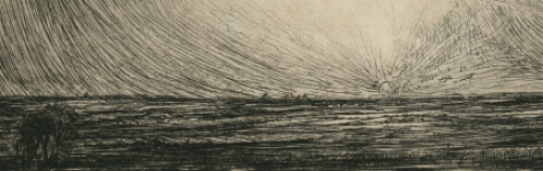 Belgische etser Jacques Boonen met een ets \