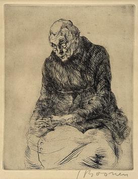 Belgische etser Jacques Boonen met een kleine ets