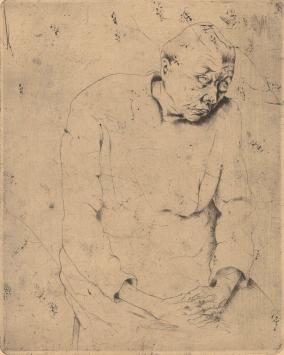 Belgische etser Jacques Boonen met een ets van een vrouw