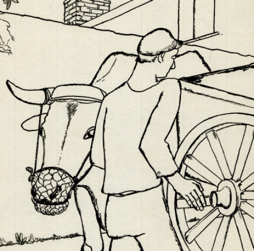 Jozef Cantré  met een grafisch kunstwerkje