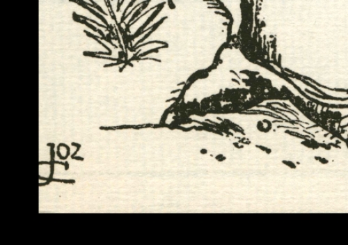 Belgische graficus Jozef Cantré met een werk uit 1944