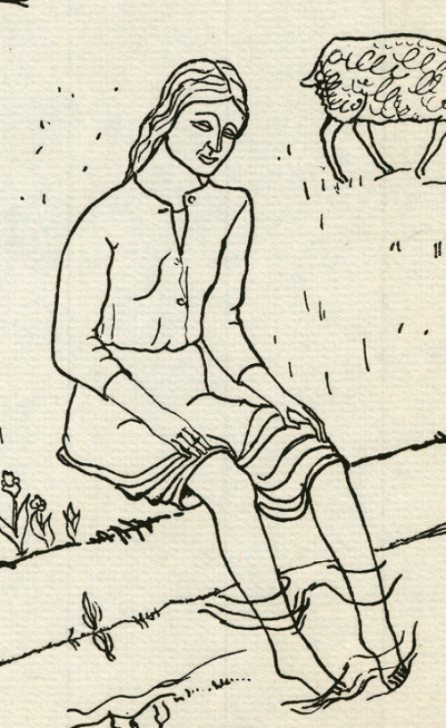 Jozef Cantré  met een grafisch kunstwerkje