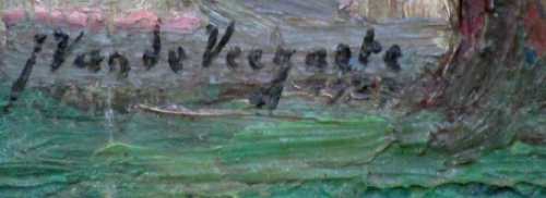 Klein schilderijtje van de Belgische kunstschilder Julien Van de Veegaete