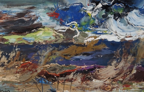 Jack Godderis met een expressionistisch kunstwerkje