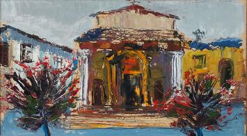 Jack Godderis met een expressionistisch schilderij