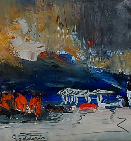 Jack Godderis met een expressionistisch kunstwerkje