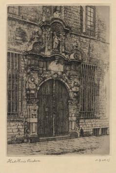 Rockoxhuis, een ets van de Belgische etser Jaak Gorus