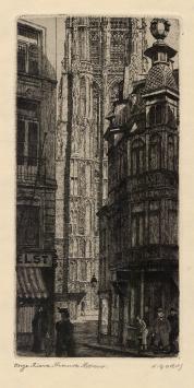 Gesigneerde ets van de Belgische etser Jacques Gorus