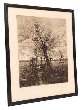 Herfstlandschap, bomen bij een kreek 1885