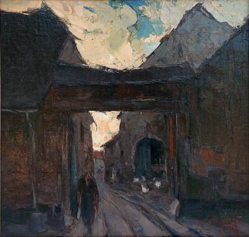 Groot olieverfschilderij van de Belgische kunstenaar Joseph Lemaire