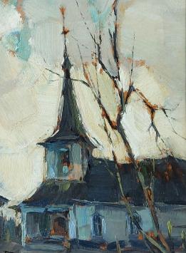 Joseph Lemaire met een schilderij van Grumelange