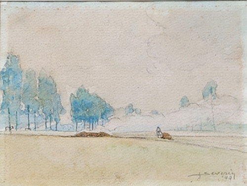 Aquarel van de Belgische tekenaar J. Severin