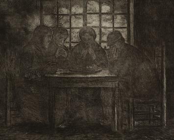 J. Smits met een  ets, Het symbool der Kempen