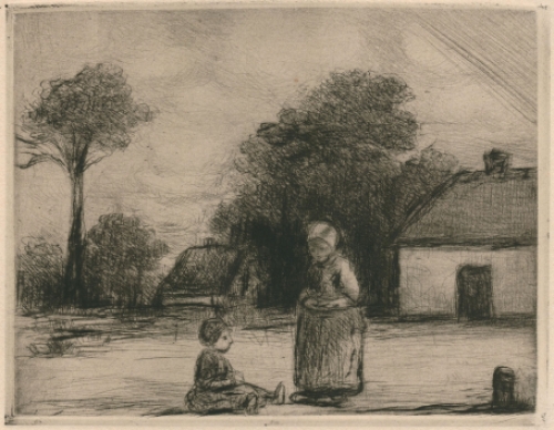 Droge naald ets van de Belgische kunstenaar Jacob Smits