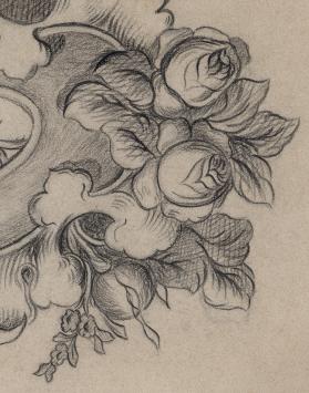 Nederlandse kunstenaar J. Storm met een tekening van een ontwerp