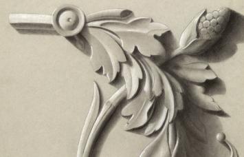 potloodtekening van 1888 van een decorelement