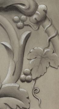 Ontwerptekening ornament met druiven 1890