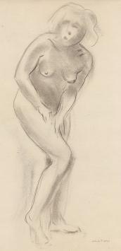 Belgische kunstenaar Joseph Thys met een naakttekening