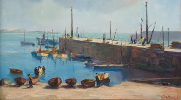 Belgische kunst kopen, een zicht op een haventje in Bretagne