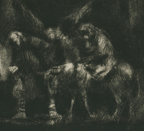 Belgische kunstenaar Jules Van Ael met een ets in Mint conditie