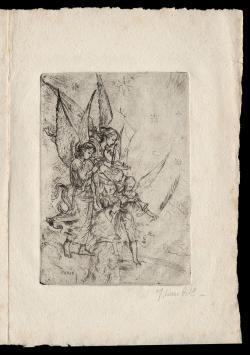 Kleine gravure van de Belgische graficus Jules Van Ael