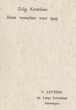 Kerstkaart F. Leytens 1949