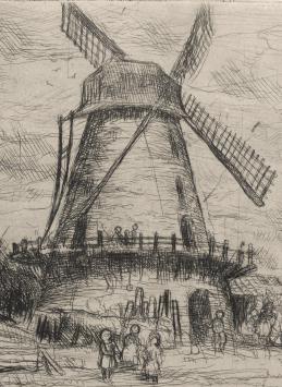 Belgische kunstenaar Jules Van Ael met een gesigneerde ets