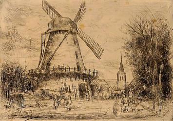 Belgische kunstenaar Jules Van Ael met een gesigneerde ets