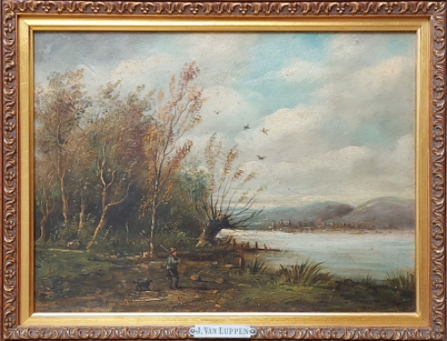 Belgische schilder Joseph Van Luppen met een landschap