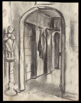 Jules Van De Leene met houtskooltekeningen