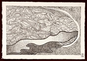 Joanne Vansevenant met een pentekening