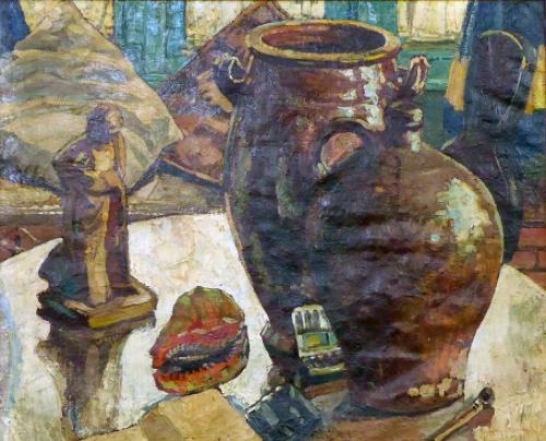 Stilleven, olieverfschilderij van Gentse kunstenaar Jules Verwest